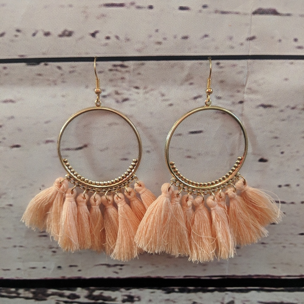 Peach tassel earrings